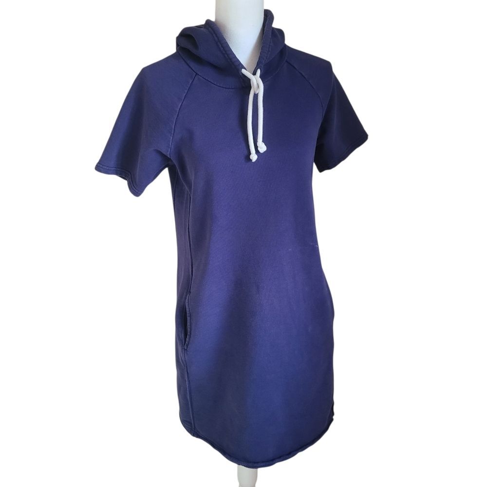 pact organic cotton sweatshirt hooded dress blue size S